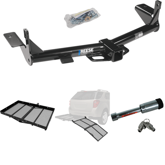 Fits 2006-2010 Ford Explorer Trailer Hitch Tow PKG w/ Cargo Carrier + Bi-Fold Ramp + Hitch Lock (For w/1-1/4" Receivers Models) By Reese Towpower