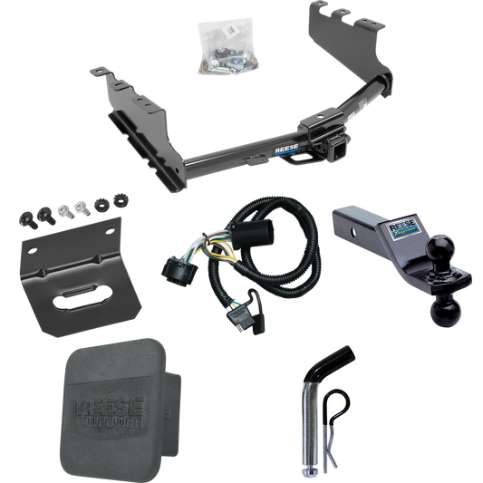 Fits 2019-2019 GMC Sierra 1500 LD (Old Body) Trailer Hitch Tow PKG w/ 4-Flat Wiring + Dual Ball Ball Mount 1-7/8" & 2" Trailer Balls + Pin/Clip + Wiring Bracket + Hitch Cover By Reese Towpower
