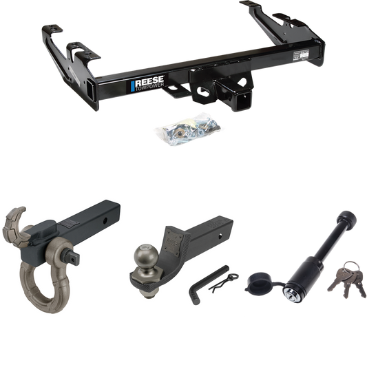 Fits 1988-1999 Chevrolet C2500 Trailer Hitch Tow PKG + Interlock Tactical Starter Kit w/ 2" Drop & 2" Ball + Tactical Hook & Shackle Mount + Tactical Dogbone Lock (For Regular & Extended Cabs Models) By Reese Towpower