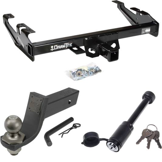 Fits 1988-2000 GMC K2500 Trailer Hitch Tow PKG + Interlock Tactical Starter Kit w/ 3-1/4" Drop & 2" Ball + Tactical Dogbone Lock By Draw-Tite