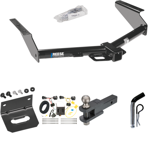 Fits 2008-2012 Jeep Liberty Trailer Hitch Tow PKG w/ 4-Flat Wiring Harness + Clevis Hitch Ball Mount w/ 2" Ball + Pin/Clip + Wiring Bracket By Reese Towpower