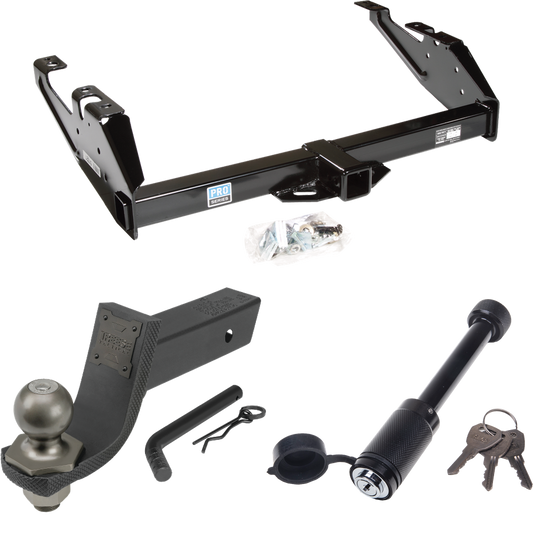 Fits 1988-2000 GMC C3500 Trailer Hitch Tow PKG + Interlock Tactical Starter Kit w/ 3-1/4" Drop & 2" Ball + Tactical Dogbone Lock By Reese Towpower