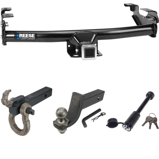 Fits 1986-1989 Dodge W100 Trailer Hitch Tow PKG + Interlock Tactical Starter Kit w/ 3-1/4" Drop & 2" Ball + Tactical Hook & Shackle Mount + Tactical Dogbone Lock By Reese Towpower