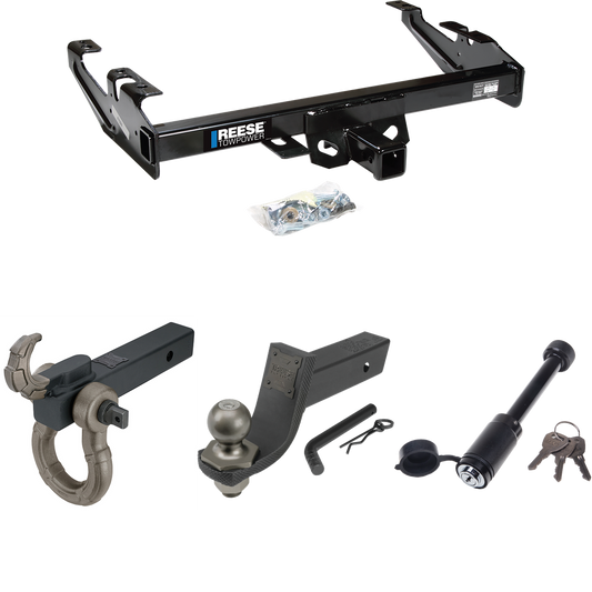 Fits 1988-2000 Chevrolet K3500 Trailer Hitch Tow PKG + Interlock Tactical Starter Kit w/ 3-1/4" Drop & 2" Ball + Tactical Hook & Shackle Mount + Tactical Dogbone Lock (For Regular & Extended Cabs Models) By Reese Towpower