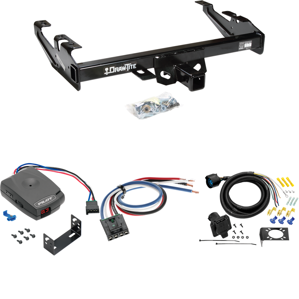 Se adapta al paquete de enganche de remolque GMC C3500 1988-2000 con control de freno piloto serie Pro + adaptador de cableado BC genérico + cableado RV de 7 vías de Draw-Tite