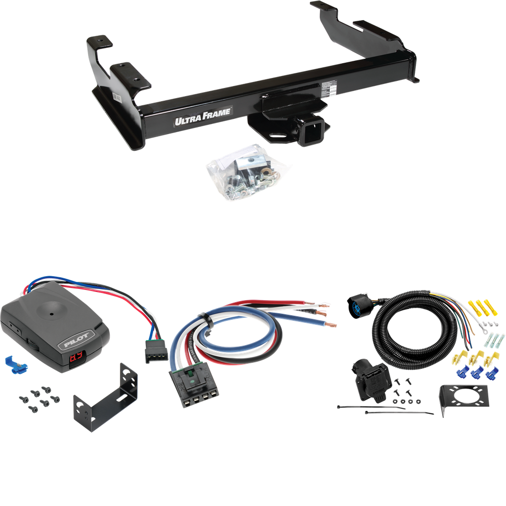 Fits 1988-2000 GMC C3500 Trailer Hitch Tow PKG w/ Pro Series Pilot Brake Control + Generic BC Wiring Adapter + 7-Way RV Wiring By Draw-Tite