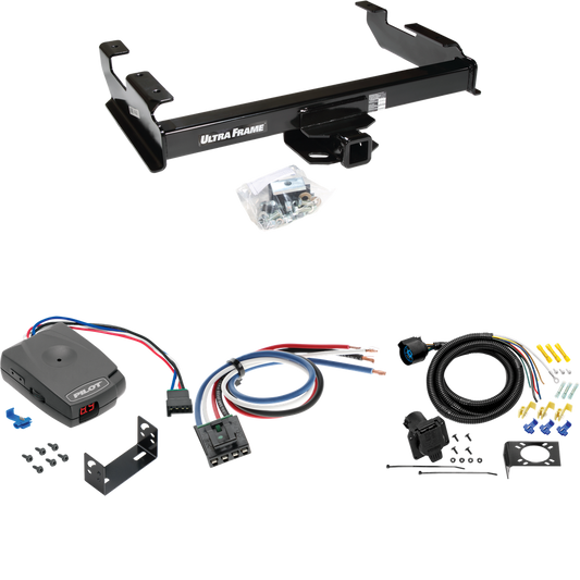 Fits 1988-2000 GMC C3500 Trailer Hitch Tow PKG w/ Pro Series Pilot Brake Control + Generic BC Wiring Adapter + 7-Way RV Wiring By Draw-Tite