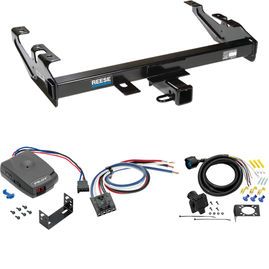 Fits 1988-1999 Chevrolet K1500 Trailer Hitch Tow PKG w/ Pro Series Pilot Brake Control + Generic BC Wiring Adapter + 7-Way RV Wiring By Reese Towpower