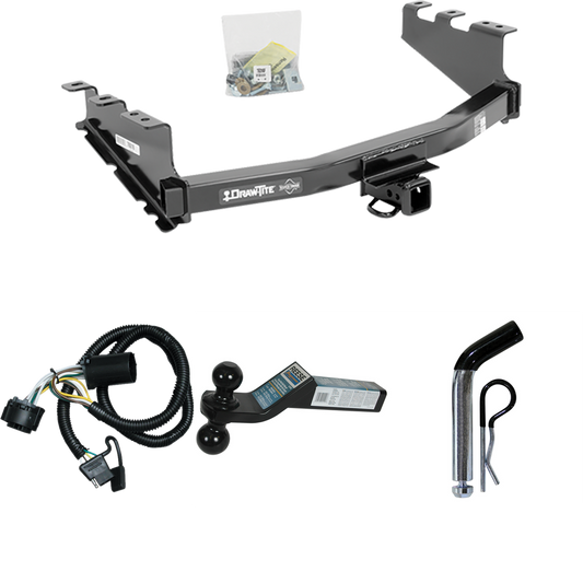 Fits 2014-2018 GMC Sierra 1500 Trailer Hitch Tow PKG w/ 4-Flat Wiring + Dual Ball Ball Mount 2" & 2-5/16" Trailer Balls + Pin/Clip By Draw-Tite