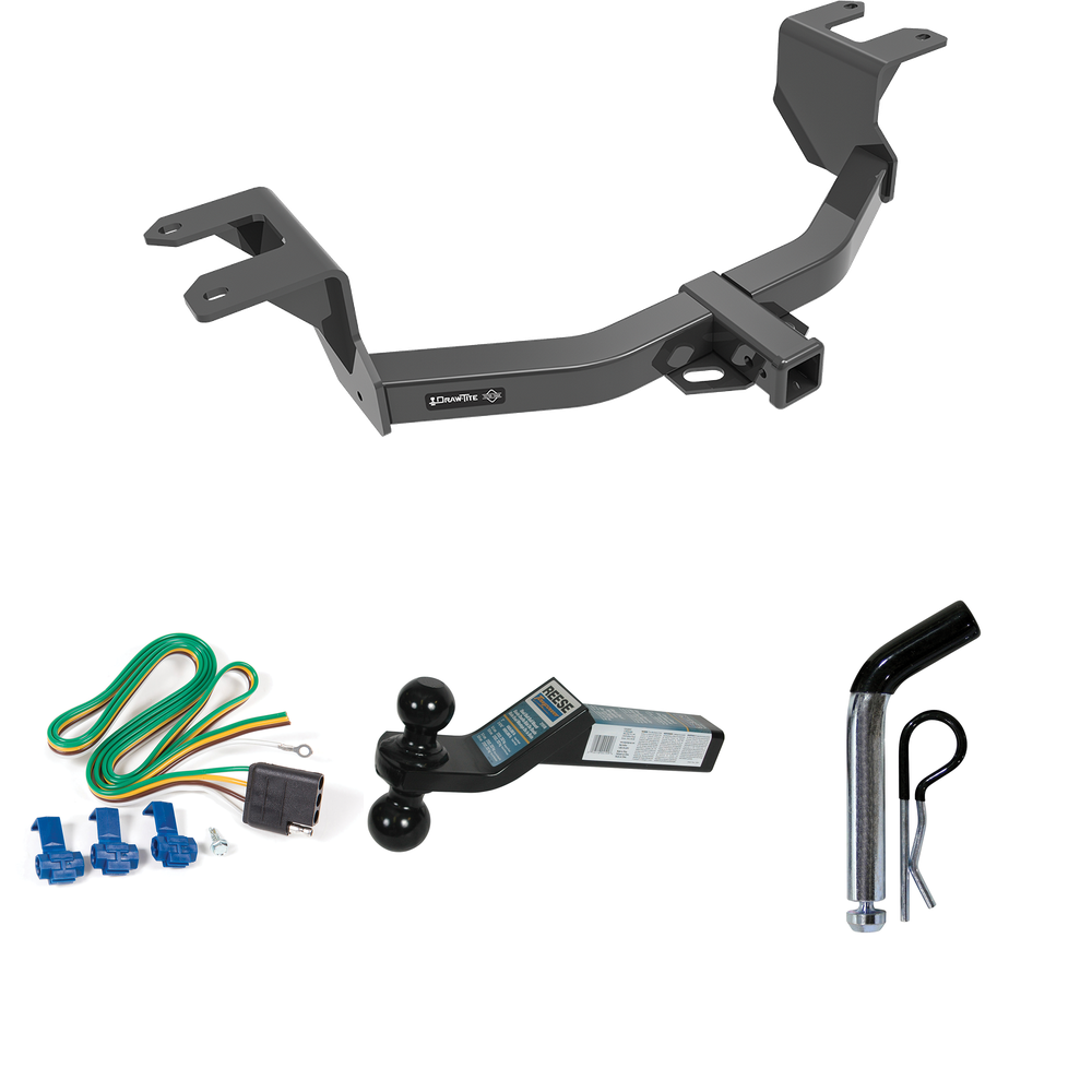 Fits 2019-2023 GMC Sierra 1500 Trailer Hitch Tow PKG w/ 4-Flat Wiring + Dual Ball Ball Mount 2" & 2-5/16" Trailer Balls + Pin/Clip By Draw-Tite