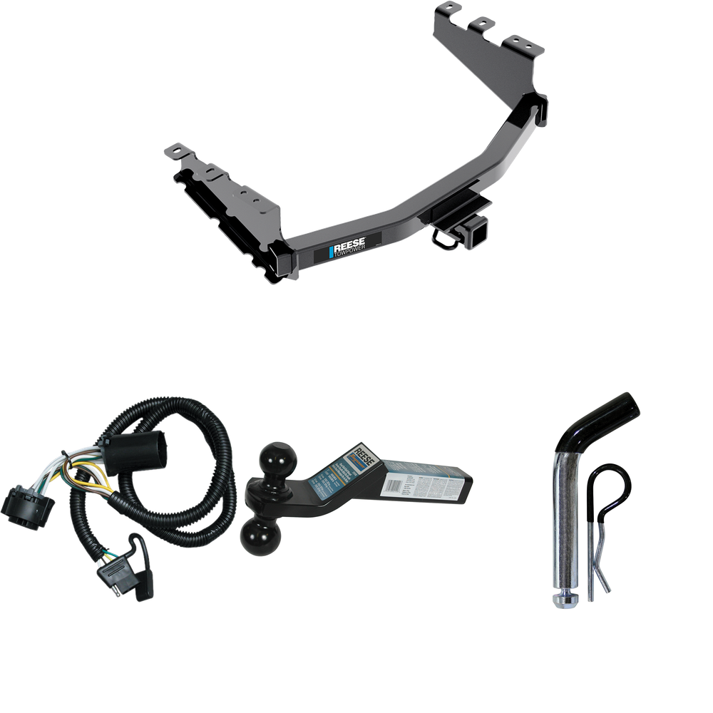 Fits 2019-2019 Chevrolet Silverado 1500 LD (Old Body) Trailer Hitch Tow PKG w/ 4-Flat Wiring + Dual Ball Ball Mount 2" & 2-5/16" Trailer Balls + Pin/Clip By Reese Towpower