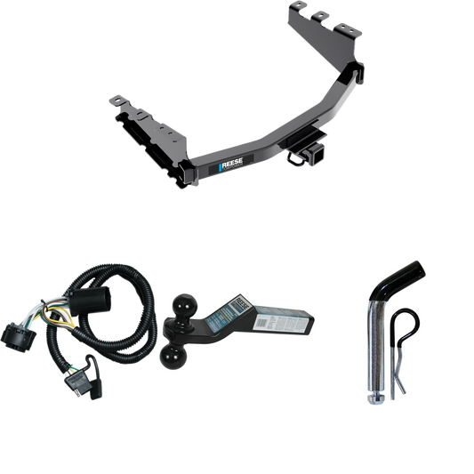 Fits 2019-2019 Chevrolet Silverado 1500 LD (Old Body) Trailer Hitch Tow PKG w/ 4-Flat Wiring + Dual Ball Ball Mount 2" & 2-5/16" Trailer Balls + Pin/Clip By Reese Towpower