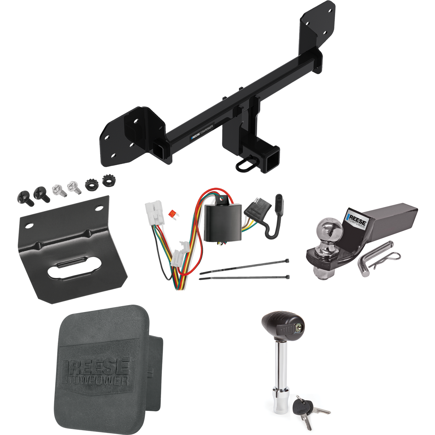 Fits 2010-2019 Subaru Outback Trailer Hitch Tow PKG w/ 4-Flat Wiring + Starter Kit Ball Mount w/ 2" Drop & 2" Ball + 1-7/8" Ball + Wiring Bracket + Hitch Lock + Hitch Cover (For Wagon, Except Sport Models) By Reese Towpower