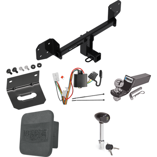 Fits 2010-2019 Subaru Outback Trailer Hitch Tow PKG w/ 4-Flat Wiring + Starter Kit Ball Mount w/ 2" Drop & 2" Ball + 1-7/8" Ball + Wiring Bracket + Hitch Lock + Hitch Cover (For Wagon, Except Sport Models) By Reese Towpower