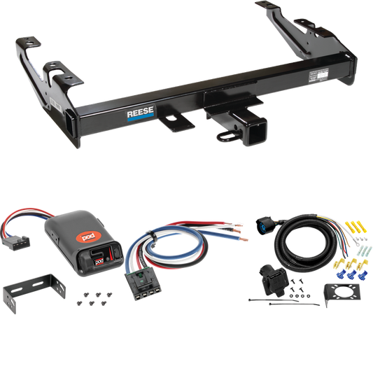 Fits 1988-2000 GMC C2500 Trailer Hitch Tow PKG w/ Pro Series POD Brake Control + Generic BC Wiring Adapter + 7-Way RV Wiring By Reese Towpower