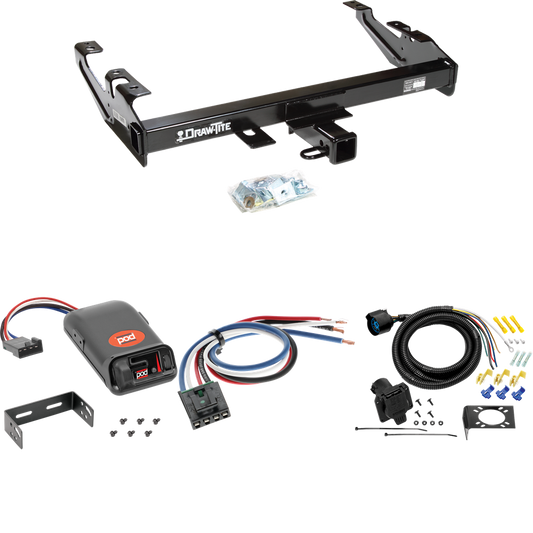 Fits 1988-2000 GMC C3500 Trailer Hitch Tow PKG w/ Pro Series POD Brake Control + Generic BC Wiring Adapter + 7-Way RV Wiring By Draw-Tite