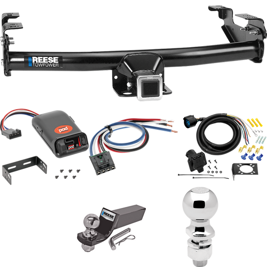 Fits 1994-1994 Dodge Ram 1500 Trailer Hitch Tow PKG w/ Pro Series POD Brake Control + Generic BC Wiring Adapter + 7-Way RV Wiring + 2" & 2-5/16" Ball & Drop Mount By Reese Towpower