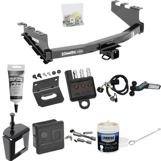 Fits 2019-2019 GMC Sierra 1500 LD (Old Body) Trailer Hitch Tow PKG w/ 4-Flat Wiring + Dual Ball Ball Mount 2" & 2-5/16" Trailer Balls + Wiring Bracket + Hitch Cover + Dual Hitch & Coupler Locks + Wiring Tester + Ball Lube + Electric Grease + Ball Wre