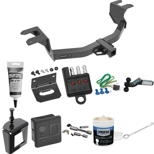 Fits 2019-2023 Chevrolet Silverado 1500 Trailer Hitch Tow PKG w/ 4-Flat Wiring + Dual Ball Ball Mount 2" & 2-5/16" Trailer Balls + Wiring Bracket + Hitch Cover + Dual Hitch & Coupler Locks + Wiring Tester + Ball Lube + Electric Grease + Ball Wrench +