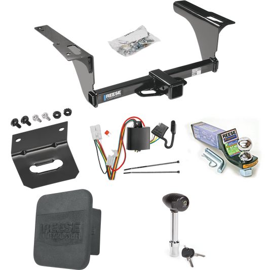 Fits 2010-2019 Subaru Outback Trailer Hitch Tow PKG w/ 4-Flat Wiring + Starter Kit Ball Mount w/ 2" Drop & 1-7/8" Ball + Wiring Bracket + Hitch Lock + Hitch Cover (For Wagon, Except Sport Models) By Reese Towpower