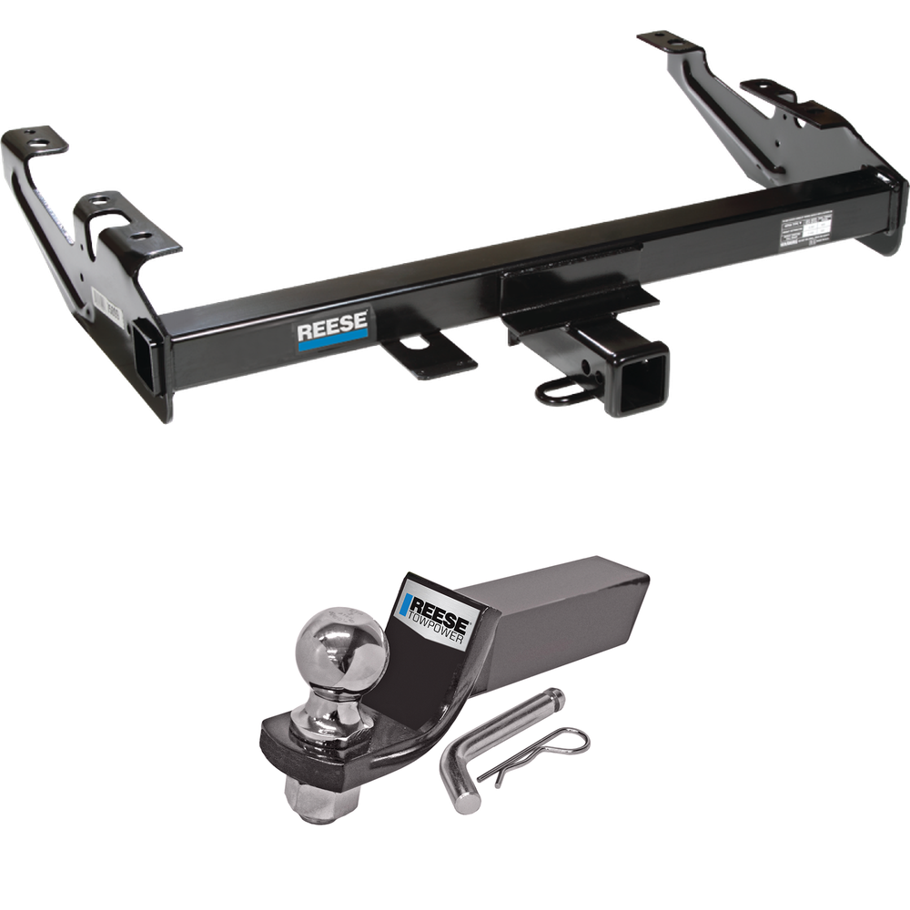 Fits 1988-2000 GMC K3500 Trailer Hitch Tow PKG w/ Starter Kit Ball Mount w/ 2" Drop & 2" Ball By Reese Towpower