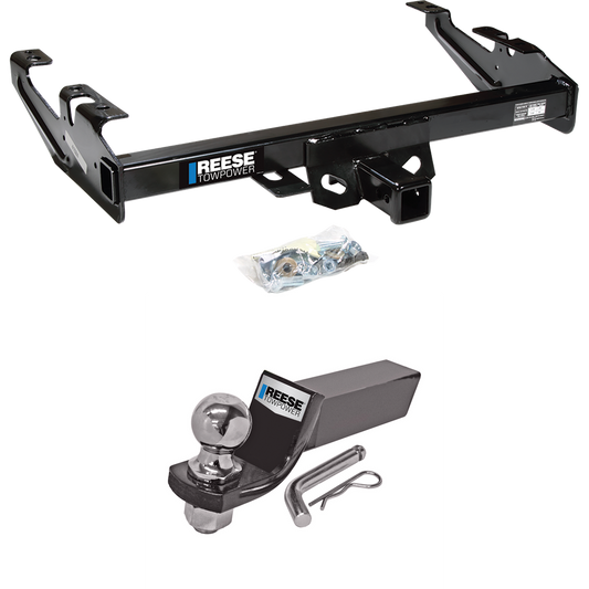 Fits 1988-2000 Chevrolet K3500 Trailer Hitch Tow PKG w/ Starter Kit Ball Mount w/ 2" Drop & 2" Ball (For Regular & Extended Cabs Models) By Reese Towpower