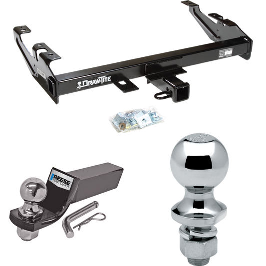 Fits 1992-2000 Chevrolet C3500 Trailer Hitch Tow PKG w/ Starter Kit Ball Mount w/ 2" Drop & 2" Ball + 1-7/8" Ball (For Crew Cab Models) By Draw-Tite