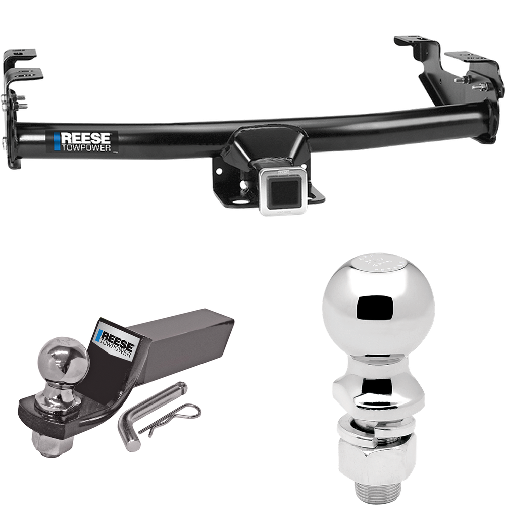 Fits 1981-1993 Dodge D350 Trailer Hitch Tow PKG w/ Starter Kit Ball Mount w/ 2" Drop & 2" Ball + 2-5/16" Ball By Reese Towpower