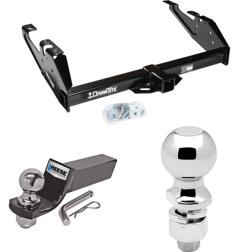 Fits 1988-1999 Chevrolet C1500 Trailer Hitch Tow PKG w/ Starter Kit Ball Mount w/ 2" Drop & 2" Ball + 2-5/16" Ball By Draw-Tite