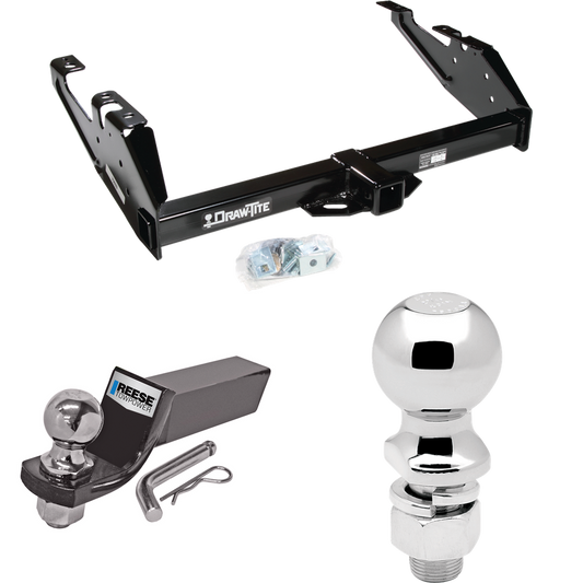 Fits 1988-1999 Chevrolet C1500 Trailer Hitch Tow PKG w/ Starter Kit Ball Mount w/ 2" Drop & 2" Ball + 2-5/16" Ball By Draw-Tite