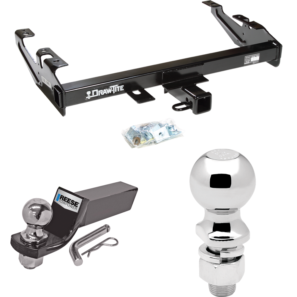 Fits 1988-1999 Chevrolet C1500 Trailer Hitch Tow PKG w/ Starter Kit Ball Mount w/ 2" Drop & 2" Ball + 2-5/16" Ball By Draw-Tite