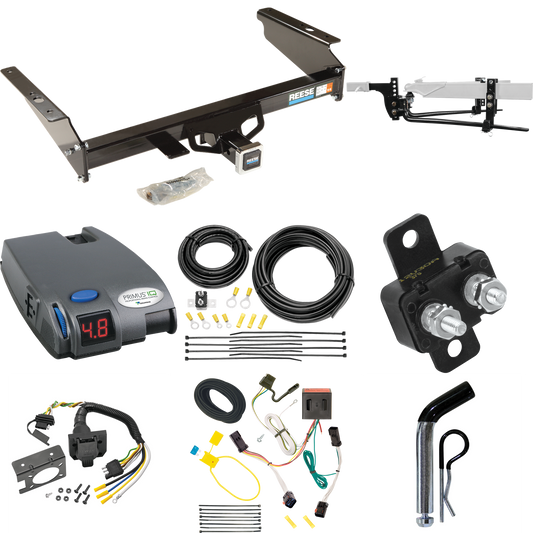 Fits 2002-2007 Jeep Liberty Trailer Hitch Tow PKG w/ 6K Round Bar Weight Distribution Hitch w/ 2-5/16" Ball + Pin/Clip + Tekonsha Primus IQ Brake Control + 7-Way RV Wiring By Reese Towpower