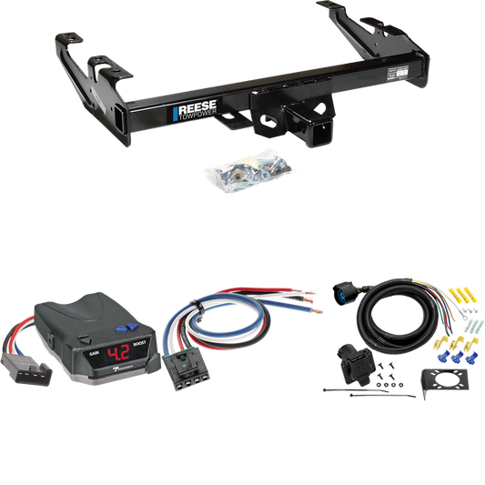 Fits 1988-1999 GMC C1500 Trailer Hitch Tow PKG w/ Tekonsha BRAKE-EVN Brake Control + Generic BC Wiring Adapter + 7-Way RV Wiring By Reese Towpower