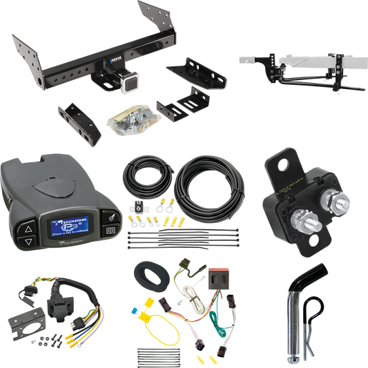 Se adapta al paquete de enganche de remolque Jeep Liberty 2002-2007 con enganche de distribución de peso de barra redonda 6K con bola de 2-5/16" + pasador/clip + control de freno Tekonsha Prodigy P3 + cableado RV de 7 vías de Reese Towpower