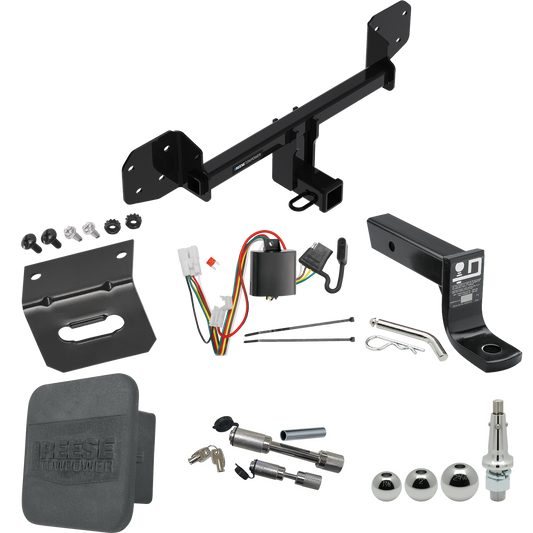 Fits 2010-2019 Subaru Outback Trailer Hitch Tow PKG w/ 4-Flat Wiring + Ball Mount w/ 4" Drop + Interchangeable Ball 1-7/8" & 2" & 2-5/16" + Wiring Bracket + Dual Hitch & Coupler Locks + Hitch Cover (For Wagon, Except Sport Models) By Reese Towpower