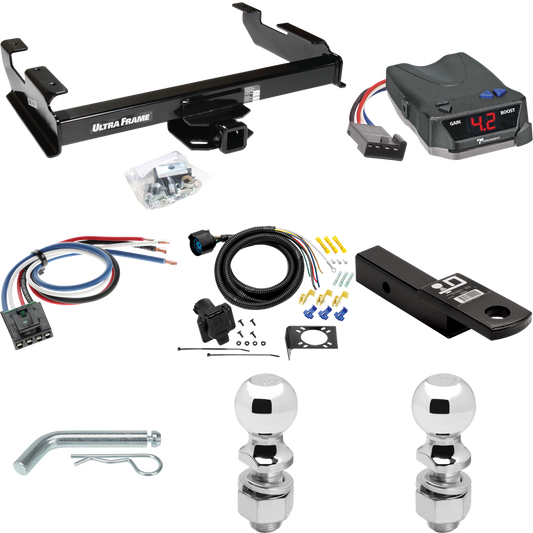 Fits 1988-2000 GMC K2500 Trailer Hitch Tow PKG w/ Tekonsha BRAKE-EVN Brake Control + Generic BC Wiring Adapter + 7-Way RV Wiring + 2" & 2-5/16" Ball & Drop Mount By Draw-Tite