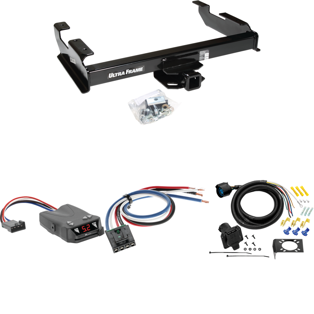 Fits 1988-2000 Chevrolet K3500 Trailer Hitch Tow PKG w/ Tekonsha Brakeman IV Brake Control + Generic BC Wiring Adapter + 7-Way RV Wiring (For Regular & Extended Cabs Models) By Draw-Tite