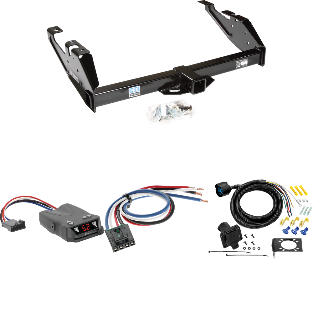 Fits 1992-2000 Chevrolet K2500 Trailer Hitch Tow PKG w/ Tekonsha Brakeman IV Brake Control + Generic BC Wiring Adapter + 7-Way RV Wiring (For Crew Cab Models) By Reese Towpower