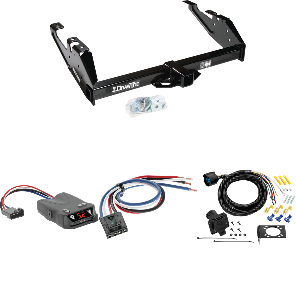 Fits 1988-1999 GMC C1500 Trailer Hitch Tow PKG w/ Tekonsha Brakeman IV Brake Control + Generic BC Wiring Adapter + 7-Way RV Wiring By Draw-Tite