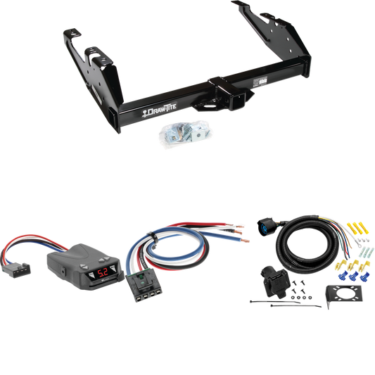 Fits 1988-1999 GMC C1500 Trailer Hitch Tow PKG w/ Tekonsha Brakeman IV Brake Control + Generic BC Wiring Adapter + 7-Way RV Wiring By Draw-Tite