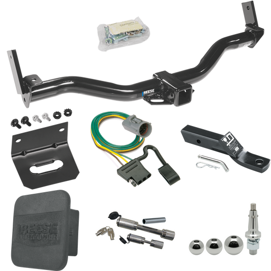 Fits 1997-2001 Mercury Mountaineer Trailer Hitch Tow PKG w/ 4-Flat Wiring + Ball Mount w/ 2" Drop + Interchangeable Ball 1-7/8" & 2" & 2-5/16" + Wiring Bracket + Dual Hitch & Coupler Locks + Hitch Cover (For w/Factory Tow Package Models) By Reese Tow