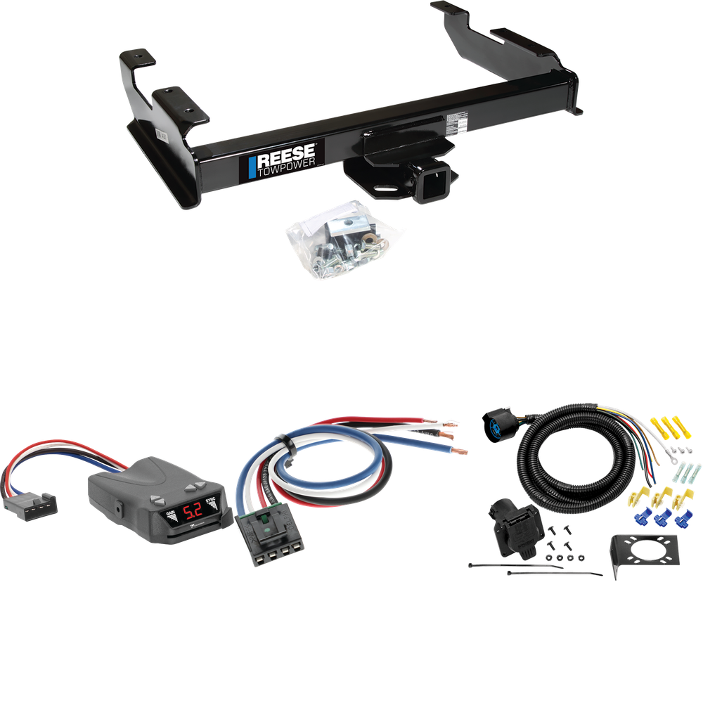 Fits 1988-1999 Chevrolet C1500 Trailer Hitch Tow PKG w/ Tekonsha Brakeman IV Brake Control + Generic BC Wiring Adapter + 7-Way RV Wiring By Reese Towpower
