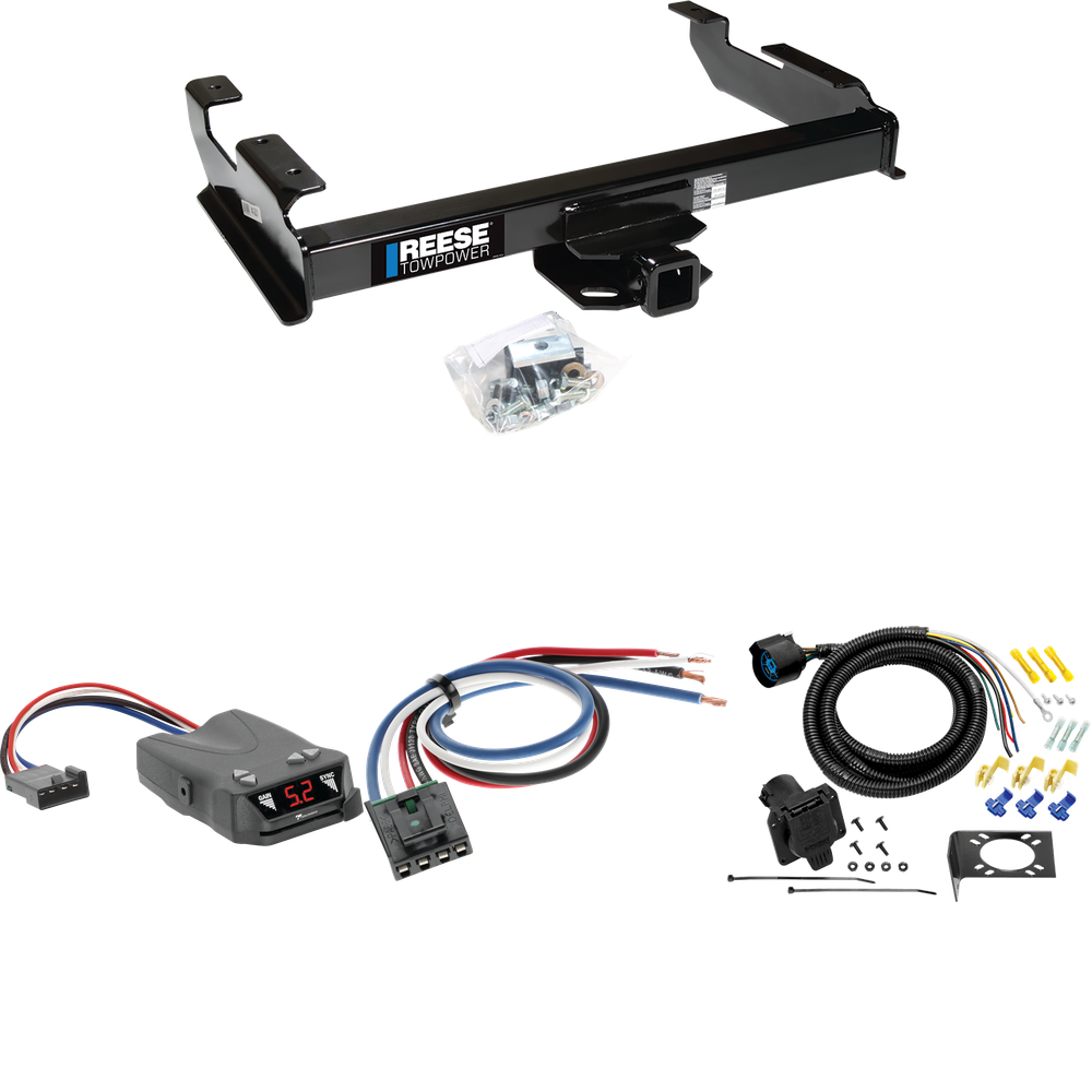 Fits 1988-1999 GMC K1500 Trailer Hitch Tow PKG w/ Tekonsha Brakeman IV Brake Control + Generic BC Wiring Adapter + 7-Way RV Wiring By Reese Towpower