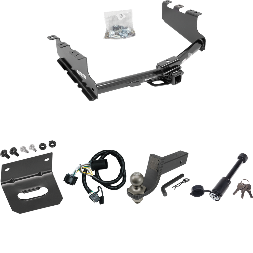 Fits 2019-2019 Chevrolet Silverado 1500 LD (Old Body) Trailer Hitch Tow PKG w/ 4-Flat Wiring + Interlock Tactical Starter Kit w/ 3-1/4" Drop & 2" Ball + Tactical Dogbone Lock + Wiring Bracket By Draw-Tite