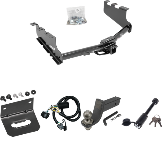 Fits 2019-2019 Chevrolet Silverado 1500 LD (Old Body) Trailer Hitch Tow PKG w/ 4-Flat Wiring + Interlock Tactical Starter Kit w/ 3-1/4" Drop & 2" Ball + Tactical Dogbone Lock + Wiring Bracket By Draw-Tite