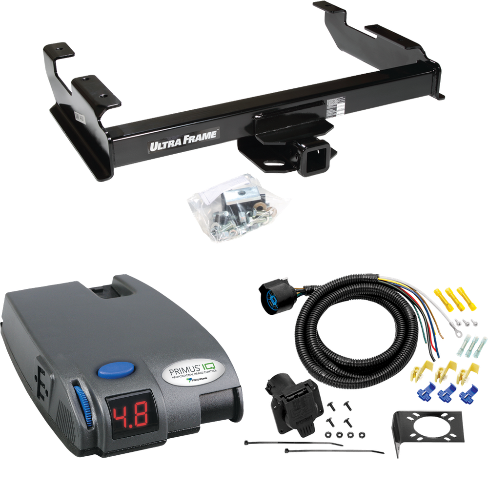 Fits 1988-2000 GMC K3500 Trailer Hitch Tow PKG w/ Tekonsha Primus IQ Brake Control + 7-Way RV Wiring By Draw-Tite