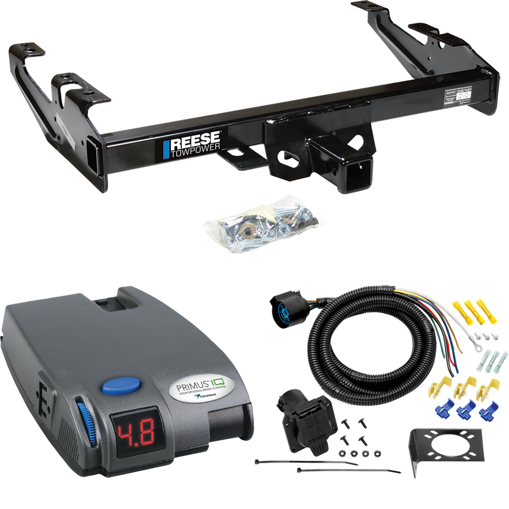 Fits 1988-1999 Chevrolet C1500 Trailer Hitch Tow PKG w/ Tekonsha Primus IQ Brake Control + 7-Way RV Wiring By Reese Towpower