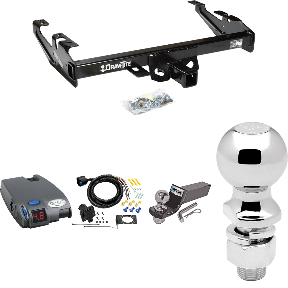 Fits 1988-1999 Chevrolet C1500 Trailer Hitch Tow PKG w/ Tekonsha Primus IQ Brake Control + 7-Way RV Wiring + 2" & 2-5/16" Ball & Drop Mount By Draw-Tite