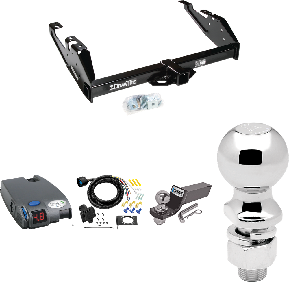 Fits 1988-1999 Chevrolet C1500 Trailer Hitch Tow PKG w/ Tekonsha Primus IQ Brake Control + 7-Way RV Wiring + 2" & 2-5/16" Ball & Drop Mount By Draw-Tite