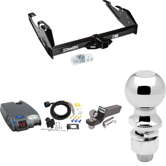 Fits 1988-1999 Chevrolet C1500 Trailer Hitch Tow PKG w/ Tekonsha Primus IQ Brake Control + 7-Way RV Wiring + 2" & 2-5/16" Ball & Drop Mount By Draw-Tite